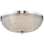 Portland Flush Ceiling Light - Polished Nickel / Clear