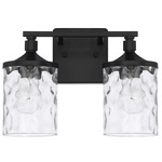 Colton Bathroom Vanity Light - Matte Black / Clear Water