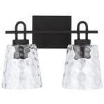 Hooked Bathroom Vanity Light - Black Iron / Clear Water