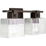 Square Bathroom Vanity Light - Oil Rubbed Bronze / Clear Seeded