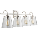 Swag Bathroom Vanity Light - Brushed Nickel / Clear Seeded