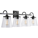 Swag Bathroom Vanity Light - Matte Black / Clear Seeded