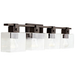Square Bathroom Vanity Light - Oil Rubbed Bronze / Clear Seeded