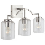 Carter Bathroom Vanity Light - Brushed Nickel / Clear Seeded