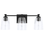 Myles Bathroom Vanity Light - Matte Black / Clear Seeded