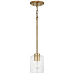 Greyson Mini Pendant - Aged Brass / Clear Seeded
