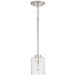 Greyson Mini Pendant - Brushed Nickel / Clear Seeded