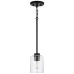 Greyson Mini Pendant - Matte Black / Clear Seeded