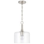 Carter Pendant - Brushed Nickel / Clear Seeded