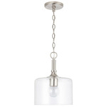 Carter Pendant - Brushed Nickel / Clear Seeded