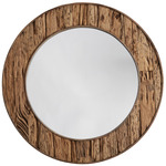 Round Reclaimed Railroad Ties Mirror - Reclaimed / Mirror