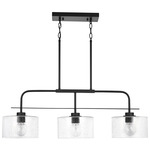 Drum Linear Pendant - Matte Black / Clear Seeded