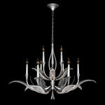 Plume Chandelier - Silver Leaf / Crystal Dichroic