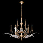 Plume Chandelier - Gold Leaf / Crystal Dichroic