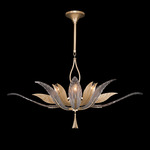 Plume Oblong Chandelier - Gold Leaf / Crystal Dichroic
