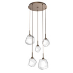 Gem Round Multi Light Pendant - Flat Bronze / Clear