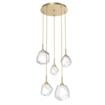 Gem Round Multi Light Pendant - Gilded Brass / Clear