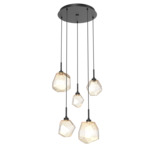 Gem Round Multi Light Pendant - Matte Black / Amber