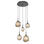 Gem Round Multi Light Pendant - Matte Black / Bronze