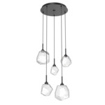 Gem Round Multi Light Pendant - Matte Black / Clear