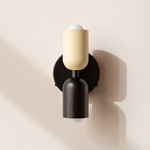 Up Down Wall Sconce - Black Canopy / Bone Upper Shade