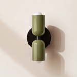 Up Down Wall Sconce - Black Canopy / Reed Green Upper Shade
