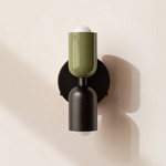 Up Down Wall Sconce - Black Canopy / Reed Green Upper Shade