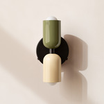 Up Down Wall Sconce - Black Canopy / Reed Green Upper Shade