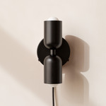 Up Down Plug-In Wall Sconce - Black Canopy / Black Upper Shade