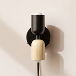 Up Down Plug-In Wall Sconce - Black Canopy / Black Upper Shade