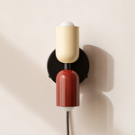 Up Down Plug-In Wall Sconce - Black Canopy / Bone Upper Shade