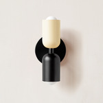 Up Down Slim Wall Sconce - Black Canopy / Bone Upper Shade