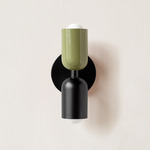 Up Down Slim Wall Sconce - Black Canopy / Reed Green Upper Shade