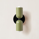 Up Down Slim Wall Sconce - Black Canopy / Reed Green Upper Shade