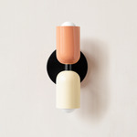 Up Down Slim Wall Sconce - Black Canopy / Peach Upper Shade