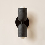 Ceramic Up Down Slim Wall Sconce - Black Canopy / Black Clay Upper Shade