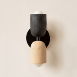 Ceramic Up Down Slim Wall Sconce - Black Canopy / Black Clay Upper Shade