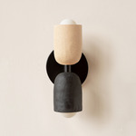 Ceramic Up Down Slim Wall Sconce - Black Canopy / Tan Clay Upper Shade