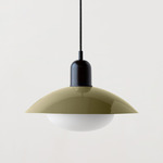 Arundel Mushroom Pendant - Black / Reed Green Shade