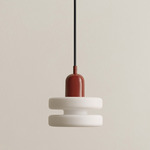 Double Puck Pendant - Oxide Red / White