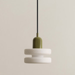 Double Puck Pendant - Reed Green / White