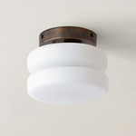 Puck Surface Mount - Patina Brass Canopy / White