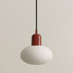 Mushroom Pendant - Oxide Red / White