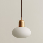 Mushroom Pendant - Brass / White