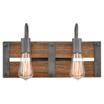 Austin Bathroom Vanity Light - Aged Gun Metal / Distressed Wood
