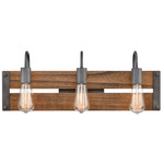 Austin Bathroom Vanity Light - Aged Gun Metal / Distressed Wood