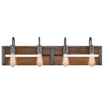 Austin Bathroom Vanity Light - Aged Gun Metal / Distressed Wood