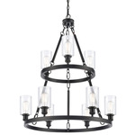 Saloon Duo Chandelier - Matte Black / Clear
