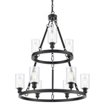 Saloon Duo Chandelier - Matte Black / Clear