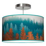 Treescape Drum Pendant - Brushed Nickel / Blue